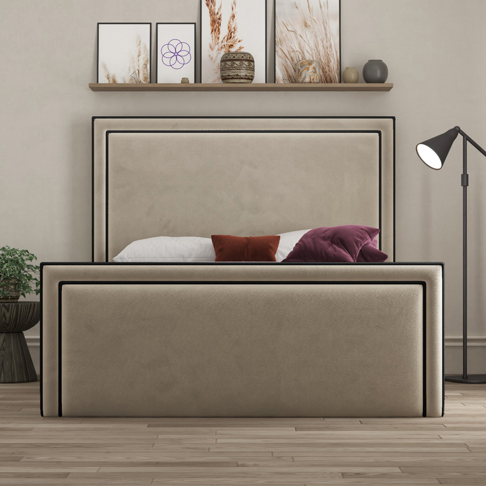DS Living Verona Small Double Plush Cream Piping Bed Frame Image 4
