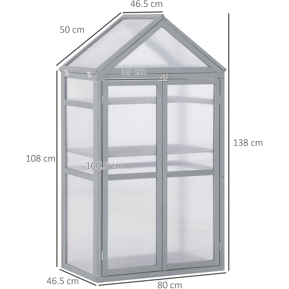 Outsunny 2.9 x 4.5ft 3 Tier Grey Double Door Wooden Greenhouse Image 7
