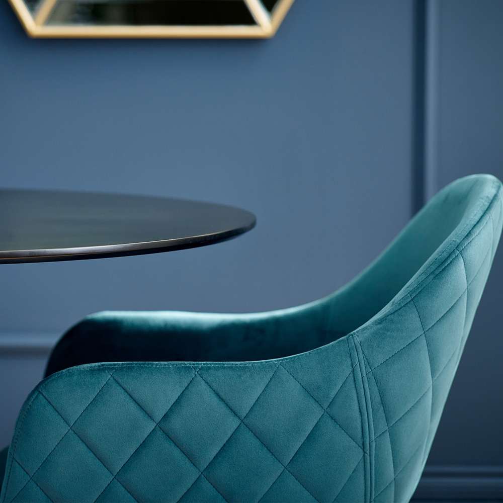 Julian Bowen Lima Set of 2 Teal Velvet Dining Chair Image 6