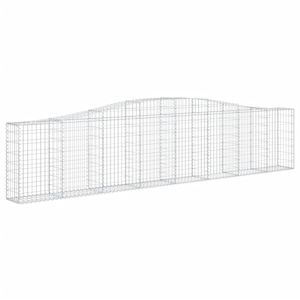 vidaXL Silver Galvanised Iron Arched Gabion Basket 400 x 30 x 80/100cm 15 Pack Image 1