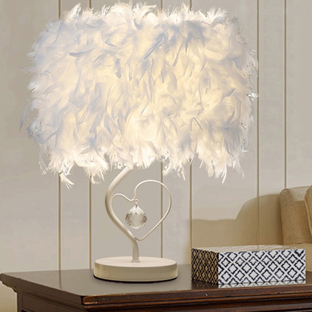 Living and Home Feather White Table Lamp Image 7
