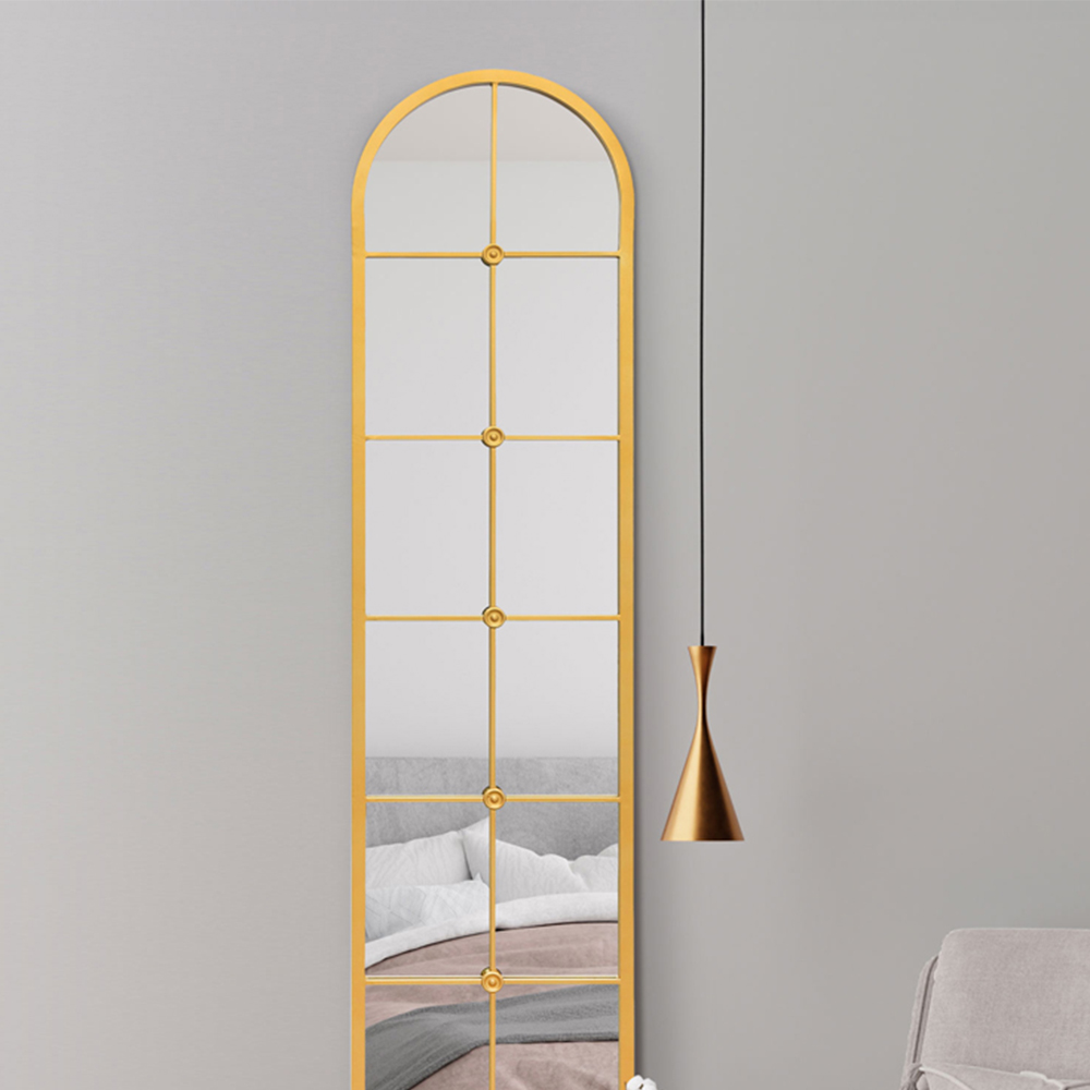The Arcus Gold Arched Metal Leaner Wall Mirror 190 x 40cm Image 3