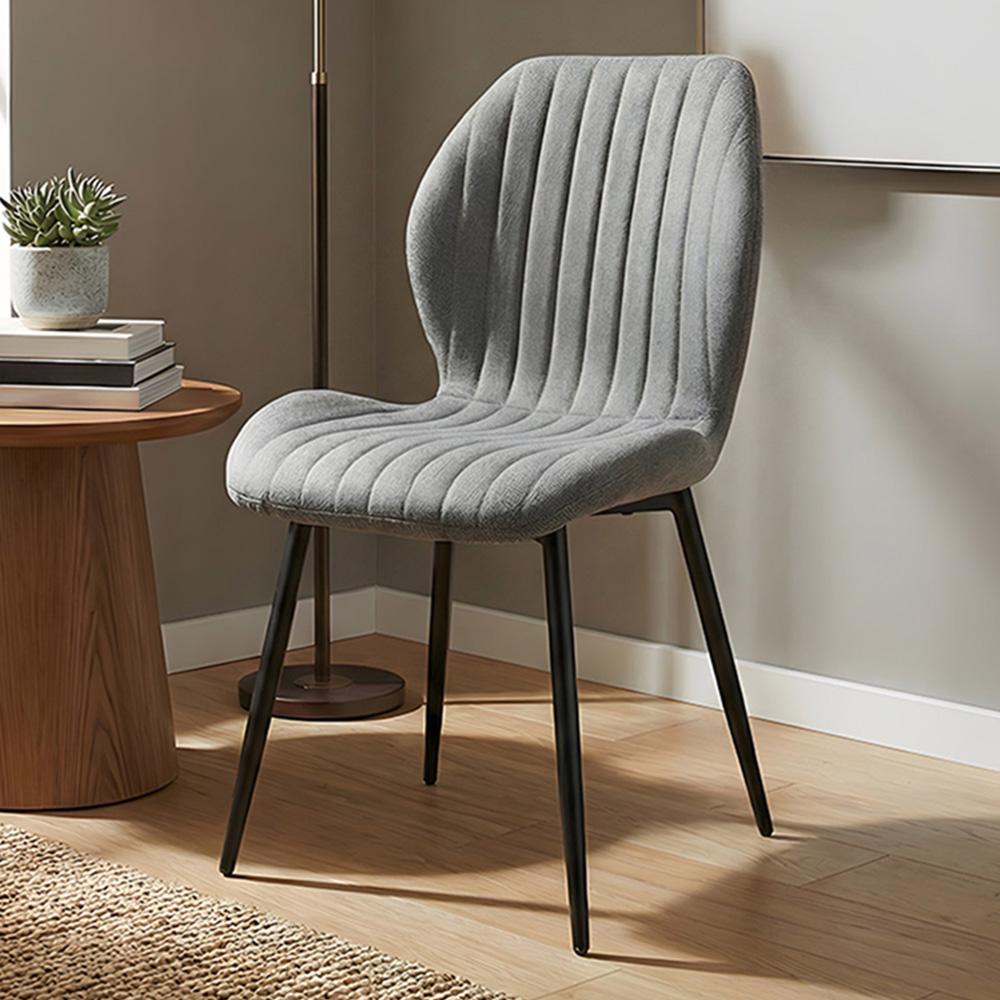 Living and Home Set of 4 Grey Fabric High Back Dining Chair Image 1
