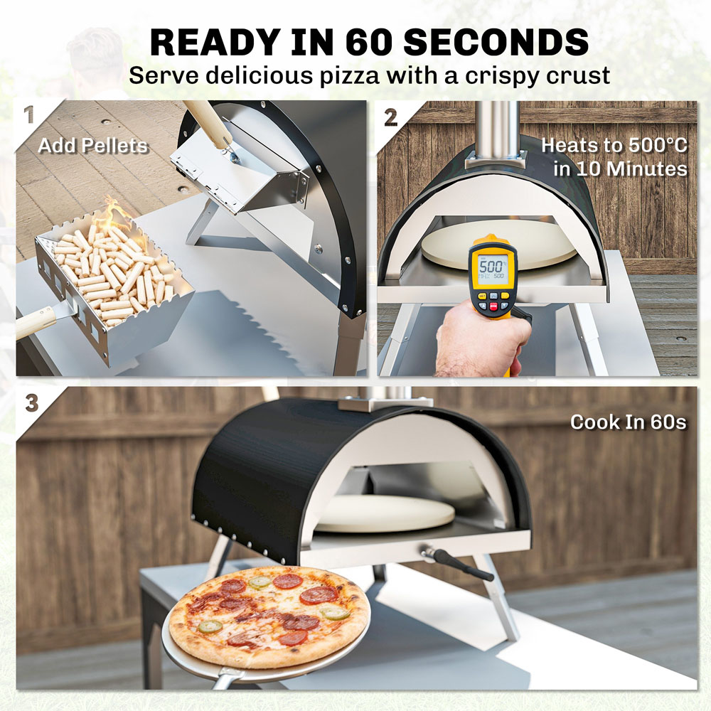 Outsunny Rotating Stone Portable 12 inch Outdoor Pizza Oven Image 4