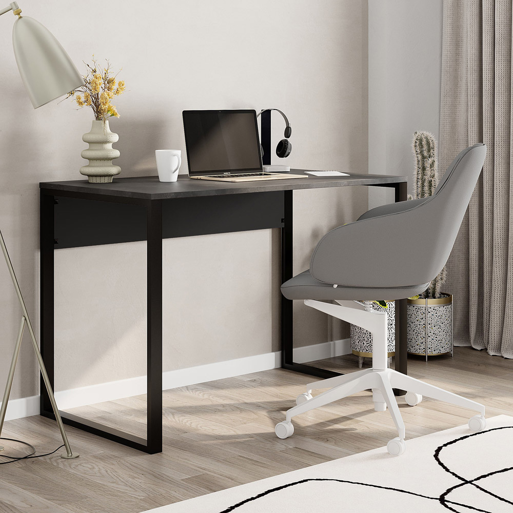Decortie Inna Modern Multipurpose Computer Desk Retro Grey and Silky Black Image 4