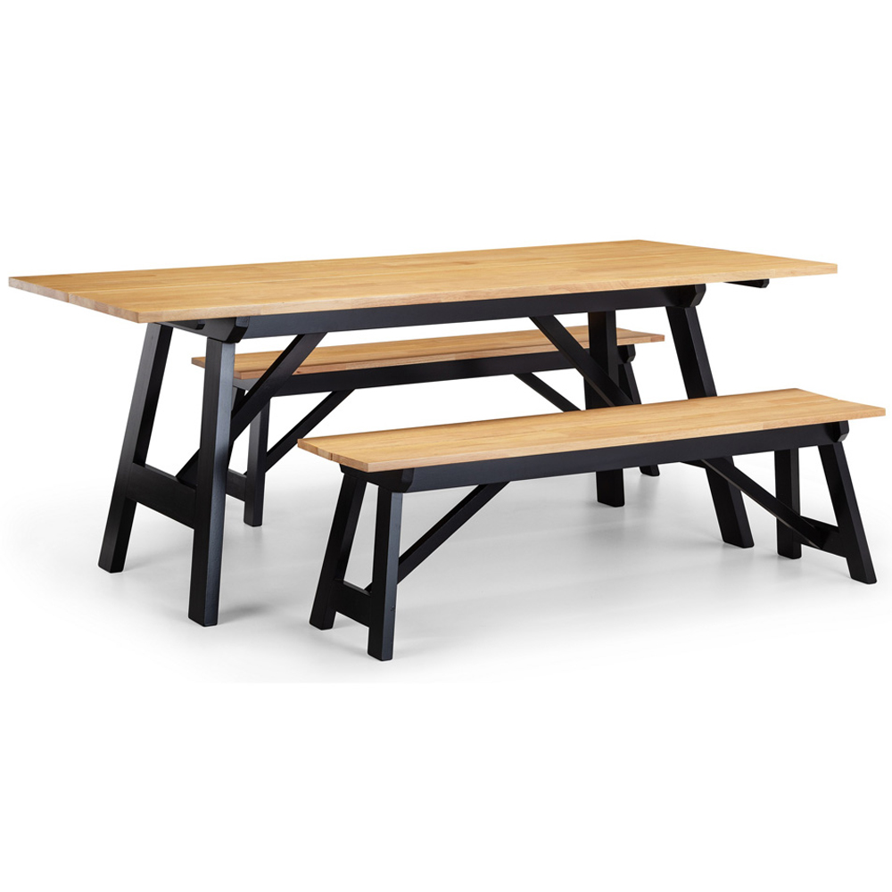Julian Bowen Hockley 2 Seater Black and Oak Dining Bench Image 7