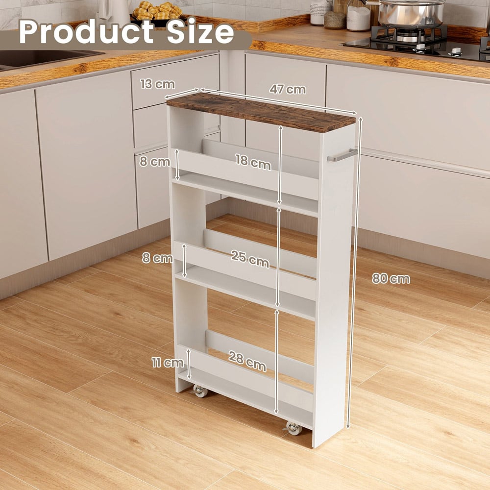 Costway 4 Shelf Coffee Slim Storage Cart with Wheels Image 9