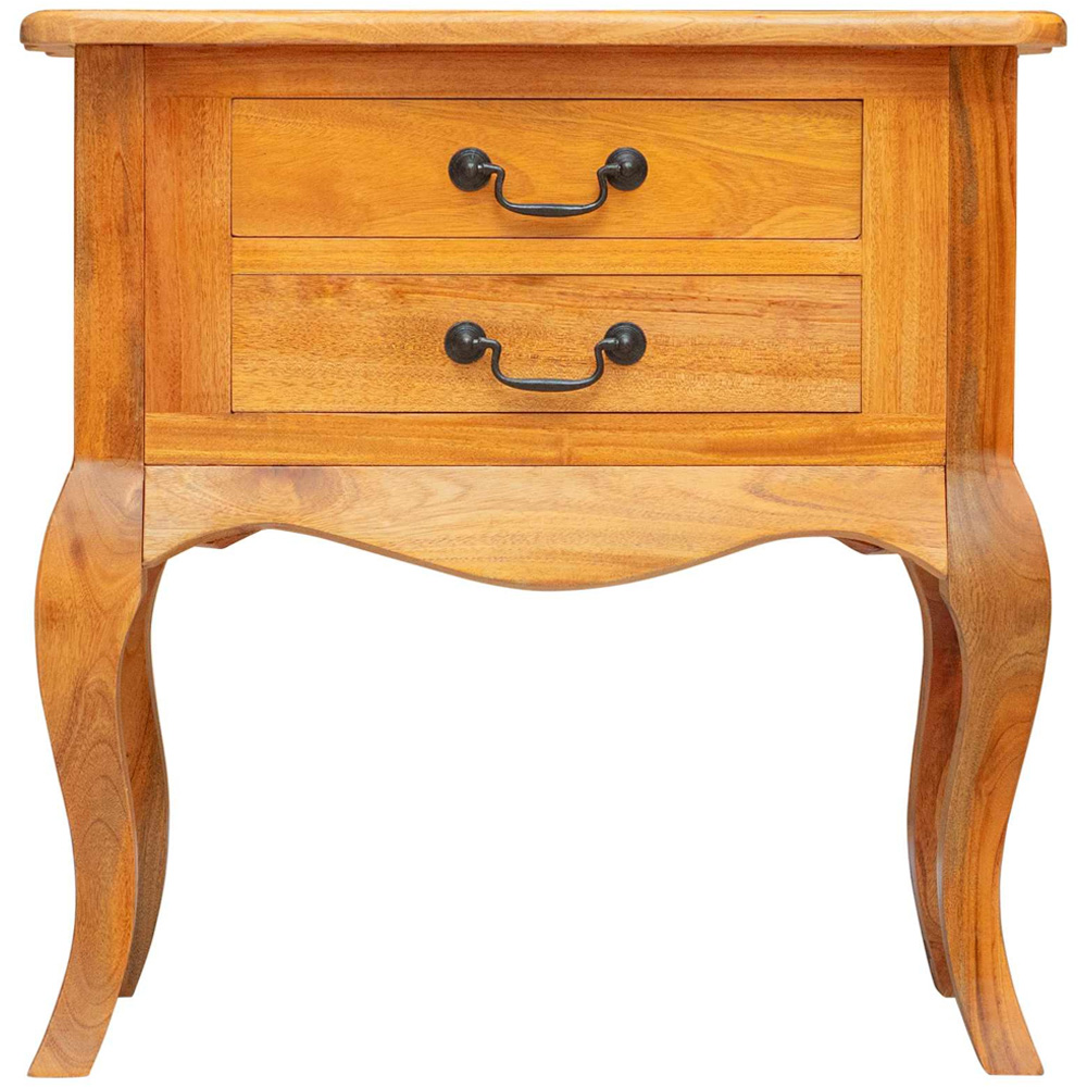 vidaXL 2 Drawer Solid Mahogany Wood Side Table Image 5