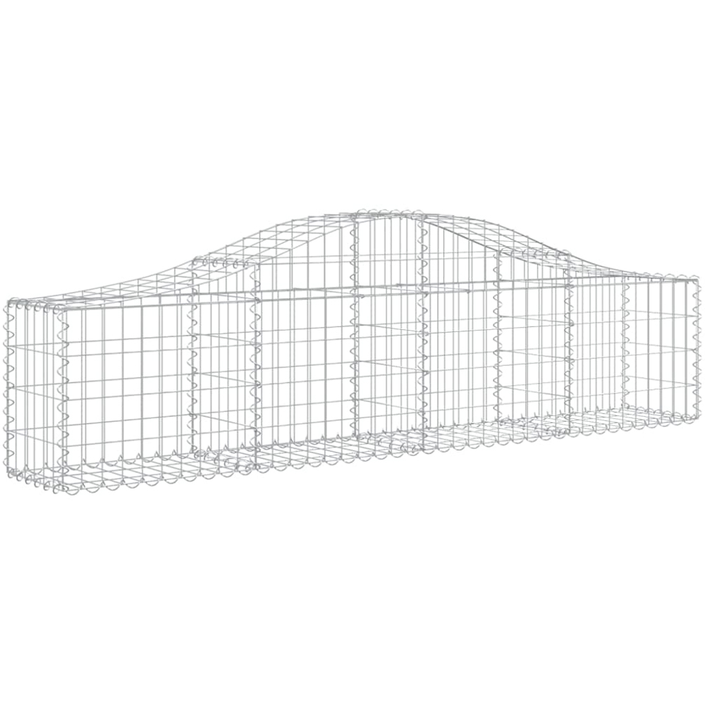 vidaXL Silver Galvanised Iron Arched Gabion Basket 200 x 30 x 40/60cm 12 Pack Image 1
