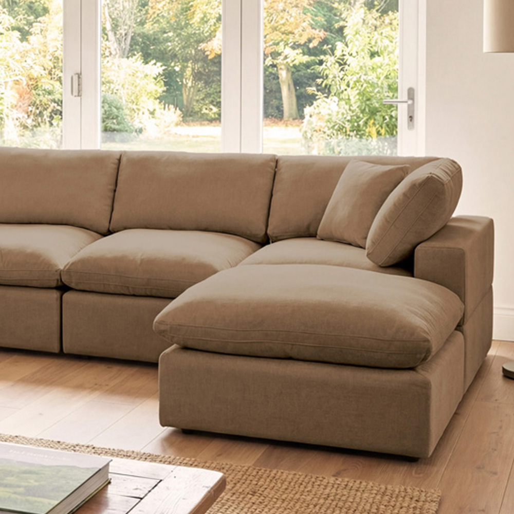 Artemis Home Cotleigh 6 Seater Light Brown Textured Fabric U-Shaped Corner Sofa Image 2