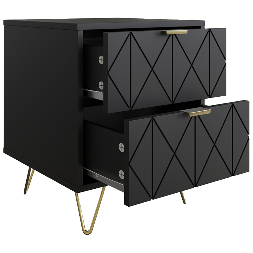 GFW Alora 2 Drawer Black Bedside Table Image 4