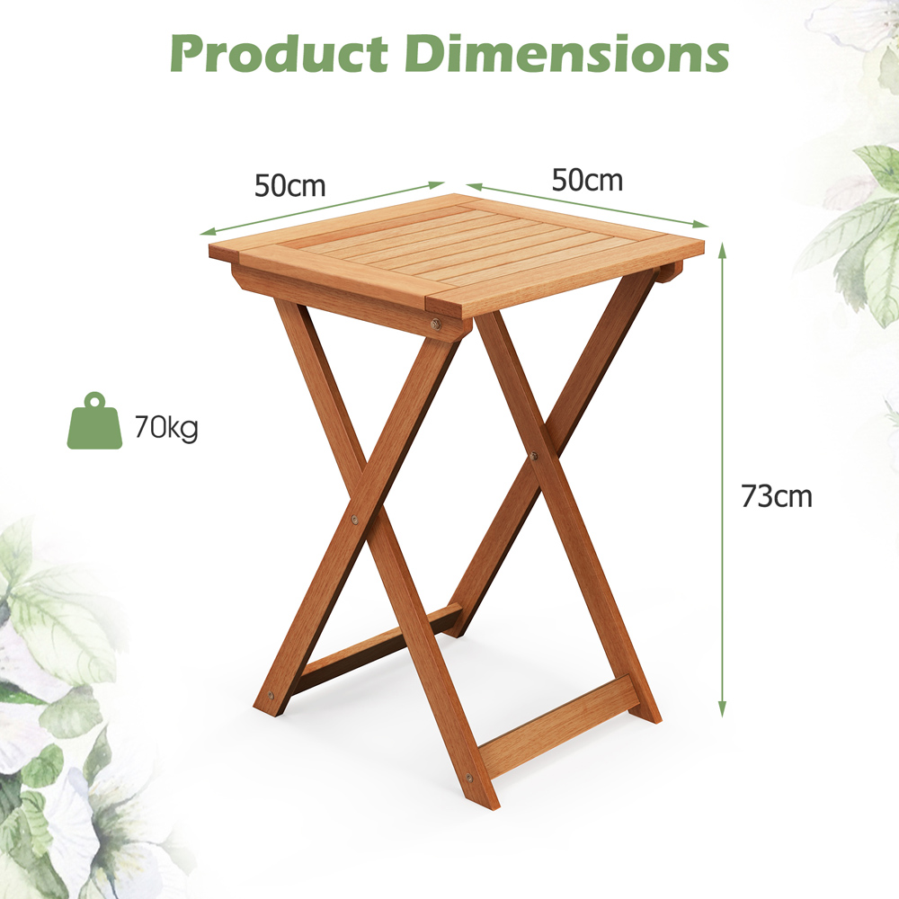 Costway Folding Outdoor Bistro Table with Slatted Tabletop Image 9