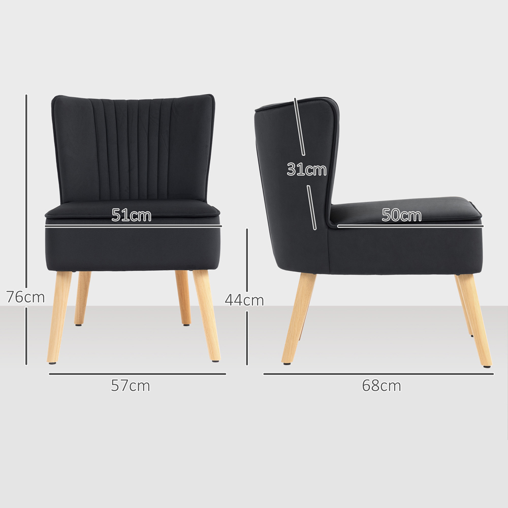 HOMCOM Black Velvet Occasional Tub Accent Chair Image 9