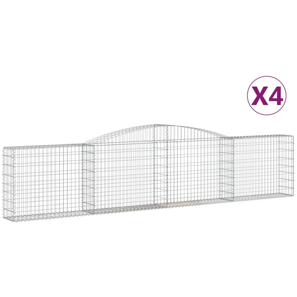 vidaXL Silver Galvanised Iron Arched Gabion Basket 400 x 30 x 80/100cm 4 Pack Image 4