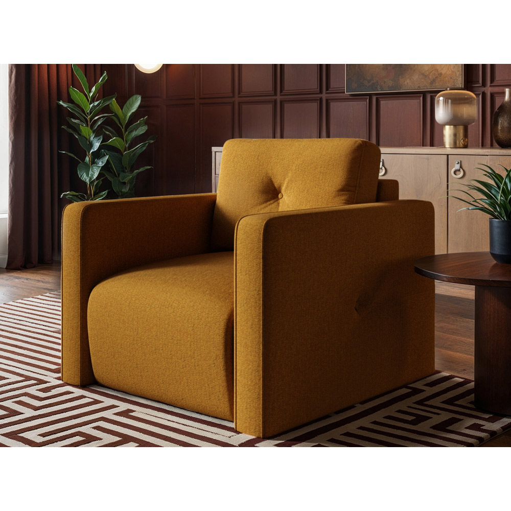 Solace+Co Wilfie Mustard Chenille Armchair Image 6