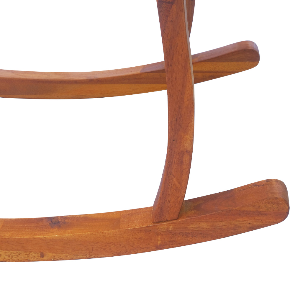Outsunny Teak Acacia Wood Rocking Chair with Cushion Image 3
