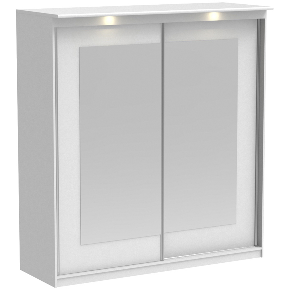 Riviera 2 Door Oak Effect Large Mirror Wardrobe with Lights Image 2