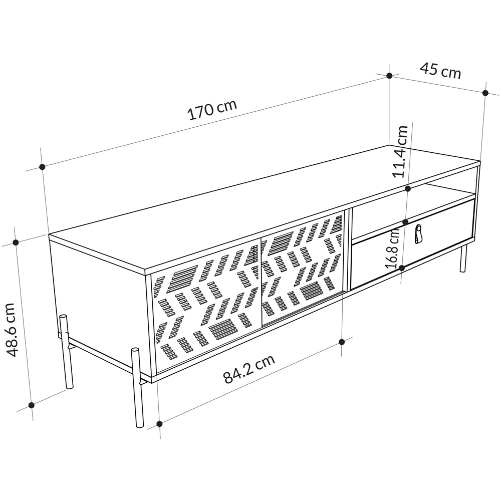 Decortie Dionysos 2 Door Single Drawer Single Shelf Sapphire Oak TV Stand Image 7