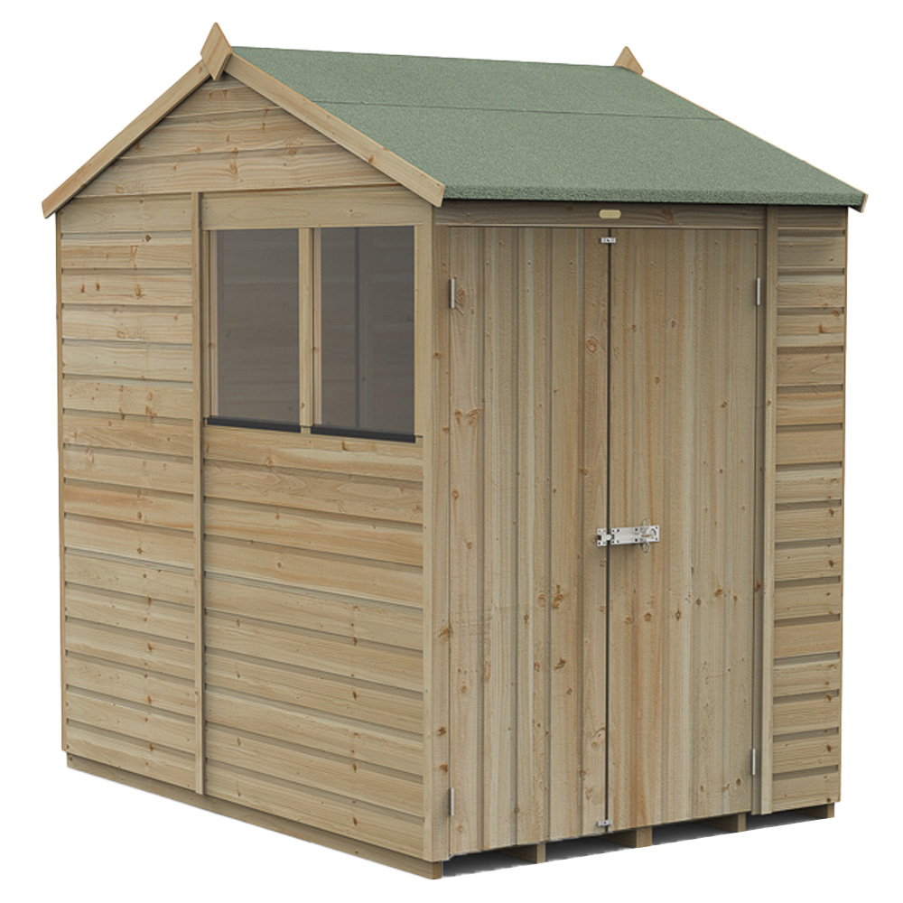 Forest Garden Beckwood 5 x 7ft Double Door 2 Windows Shiplap Reverse Apex Shed Image 1