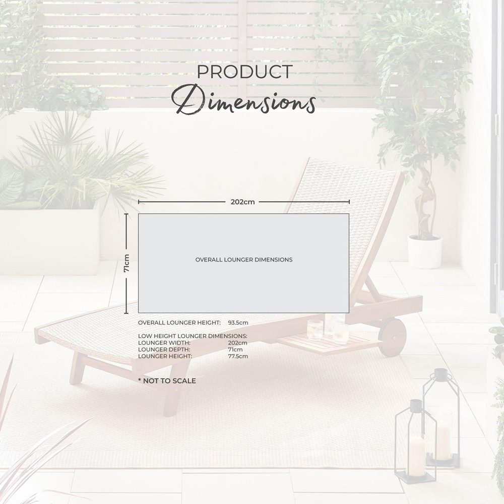 Furniturebox Paphos Natural Acacia Wood and Rattan Sun Lounger Image 9