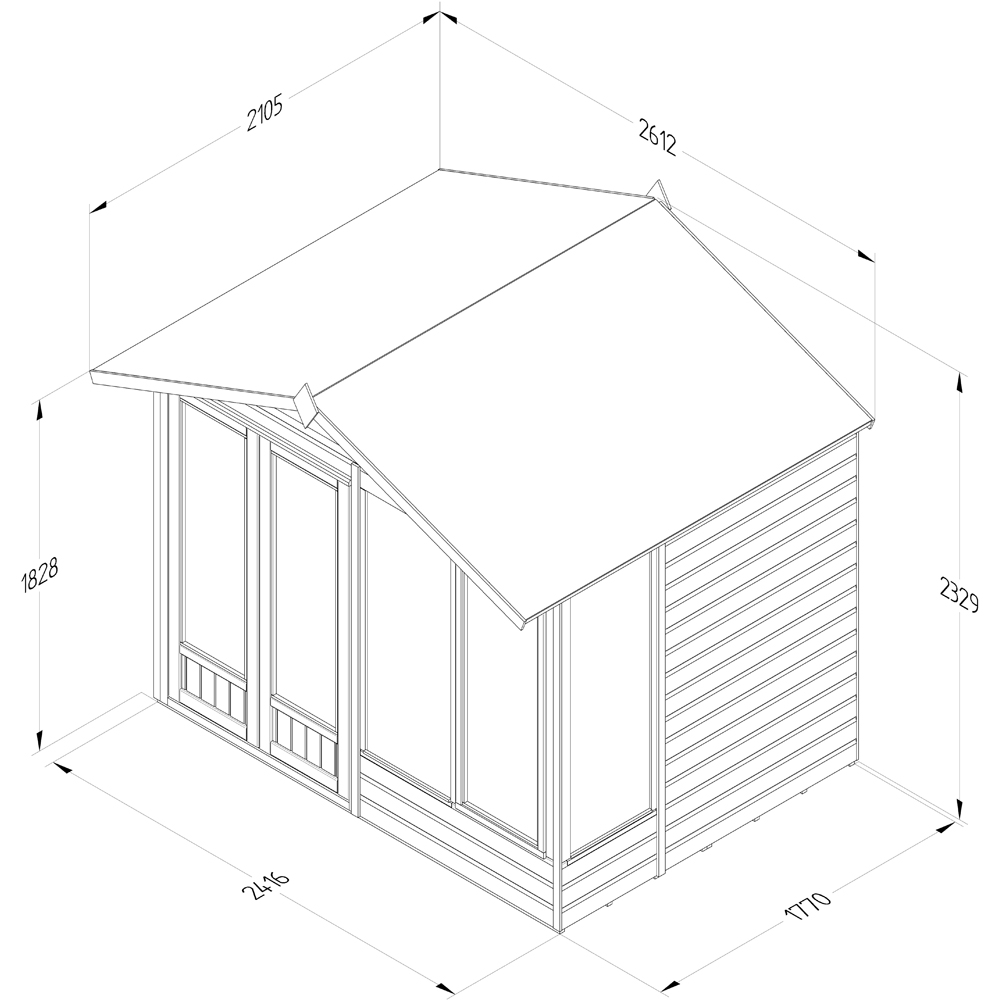 Forest Garden Beckwood 8 x 6ft Single Front Opening Shiplap Apex Summerhouse Image 9