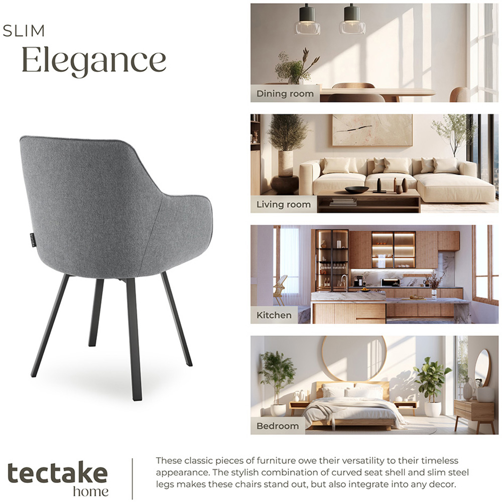 tectake Alicon Set of 2 Anthracite Dining Chair Image 7