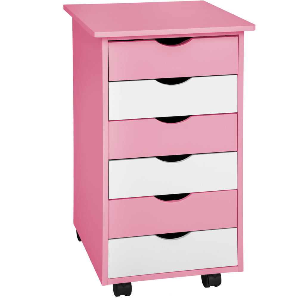 tectake Rose Pink Kids Study Desk and Filing Cabinet Set Image 3