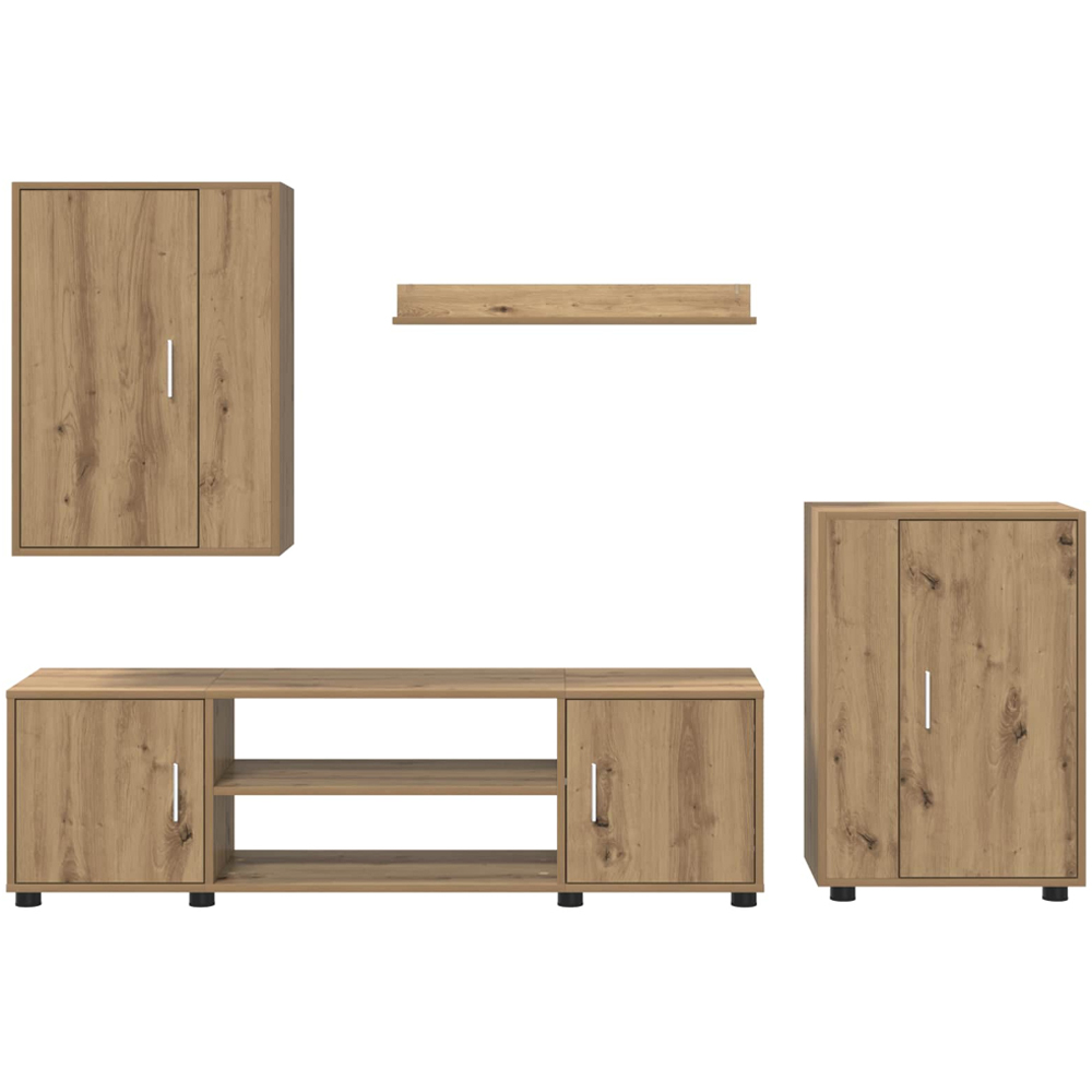 vidaXL Artisan Oak Wall Mounted 4 Piece TV Cabinet Set Image 4