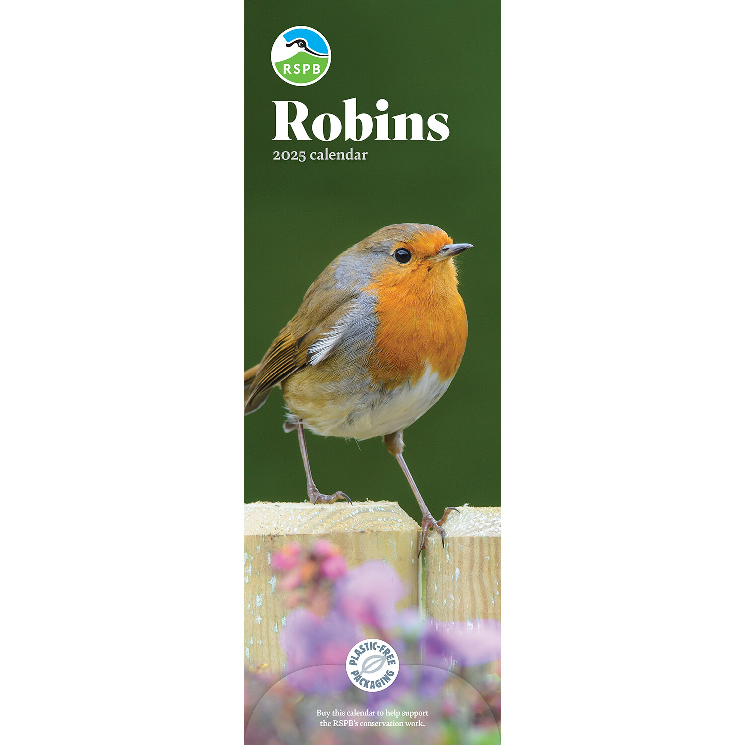 2025 RSPB Robins Slim Calendar Multicolour Image