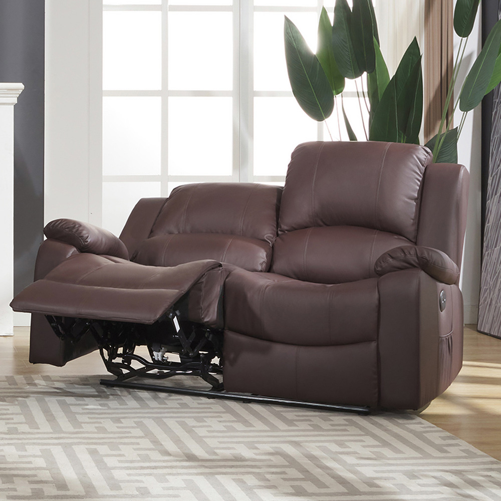 Glendale 2 Seater Brown Bonded Leather Electric Recliner Sofa Image 2