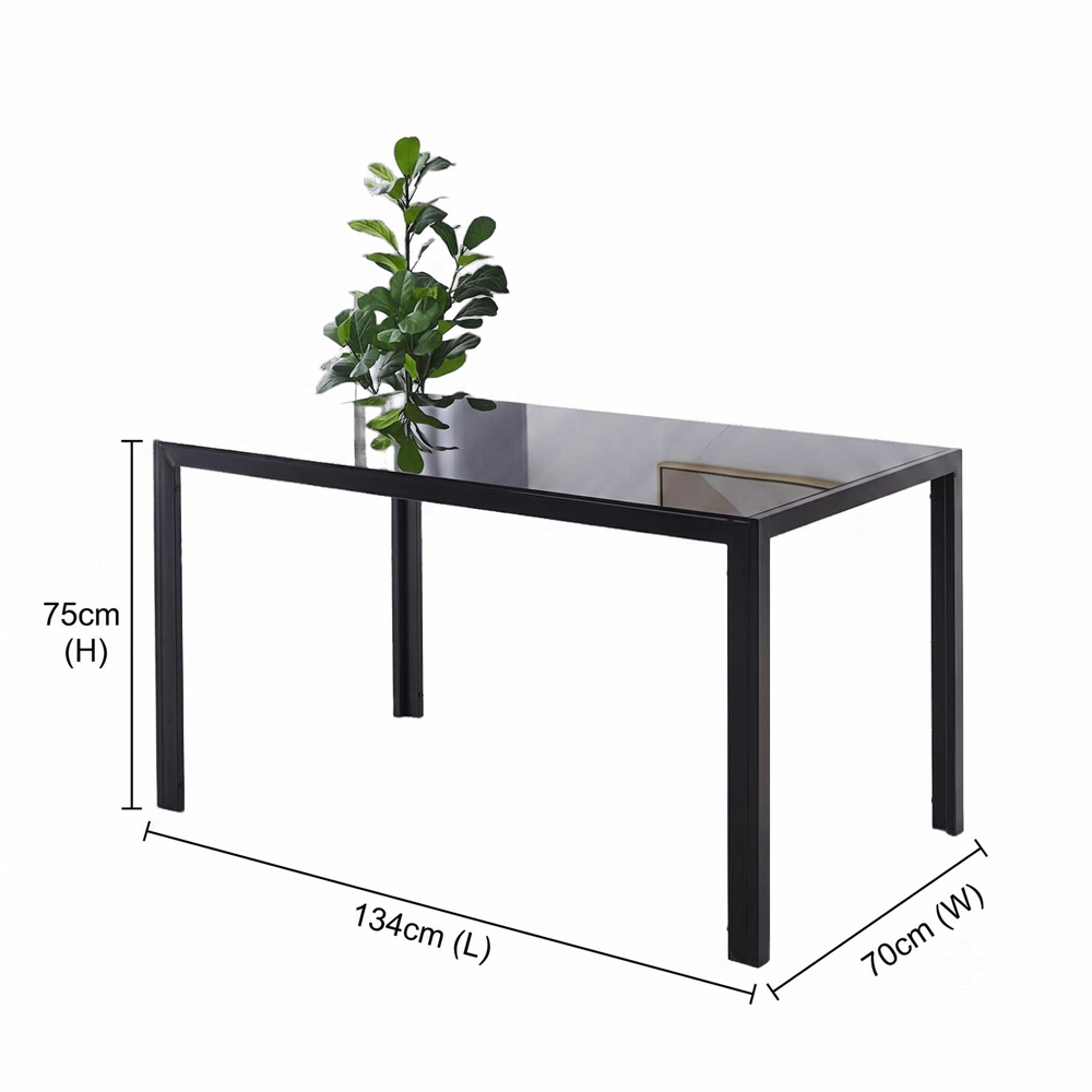 Kosy Koala 4 Seater Faux Leather Glass Dining Set Black Image 8