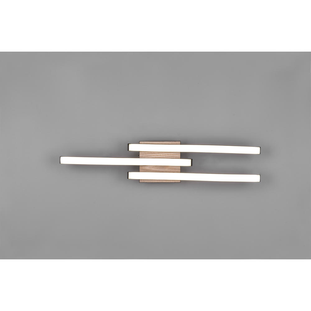 TRIO Route Wood Imitation 3 Light LED Ceiling Light Image 3