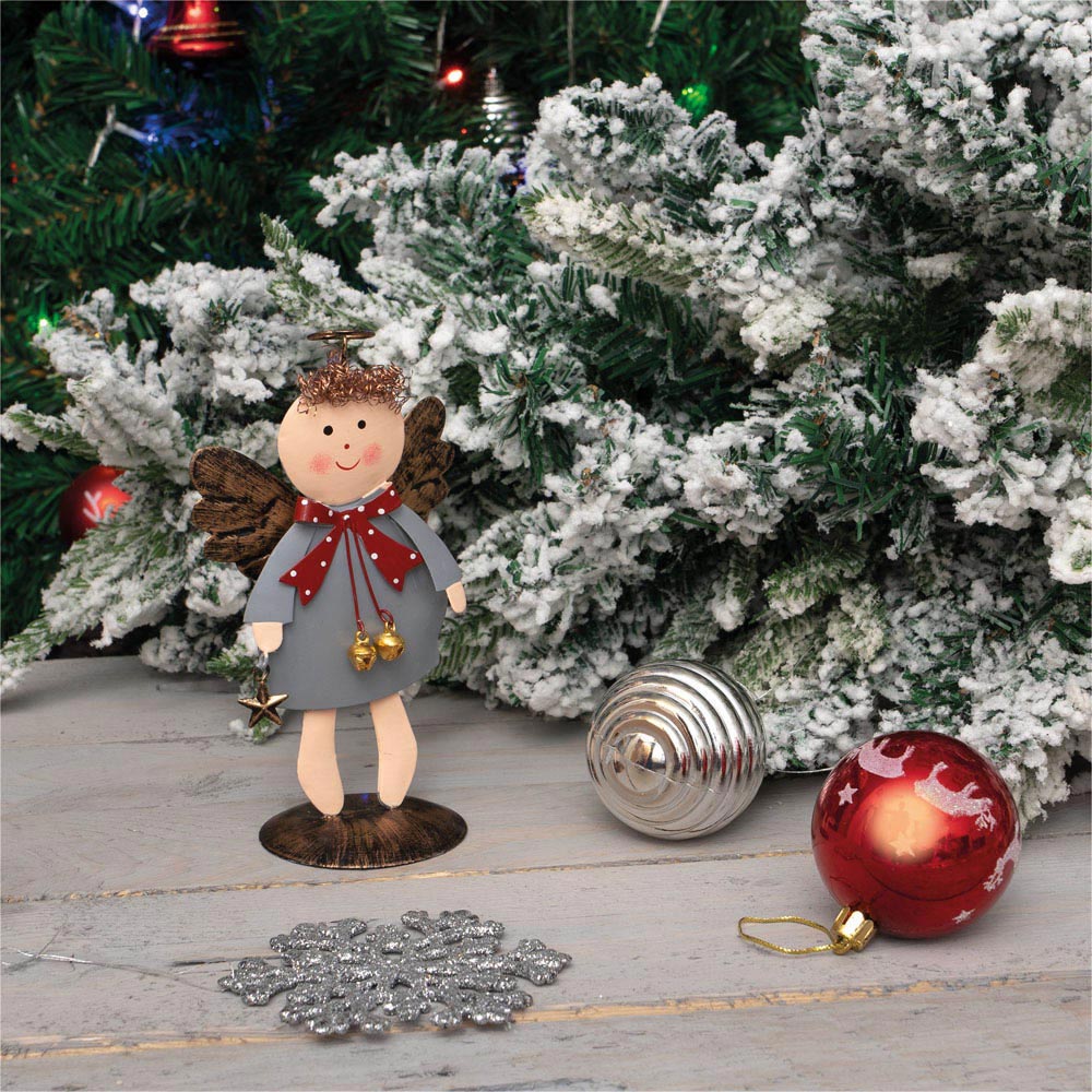 St Helens Grey Metal Angel Ornament 17cm Image 3