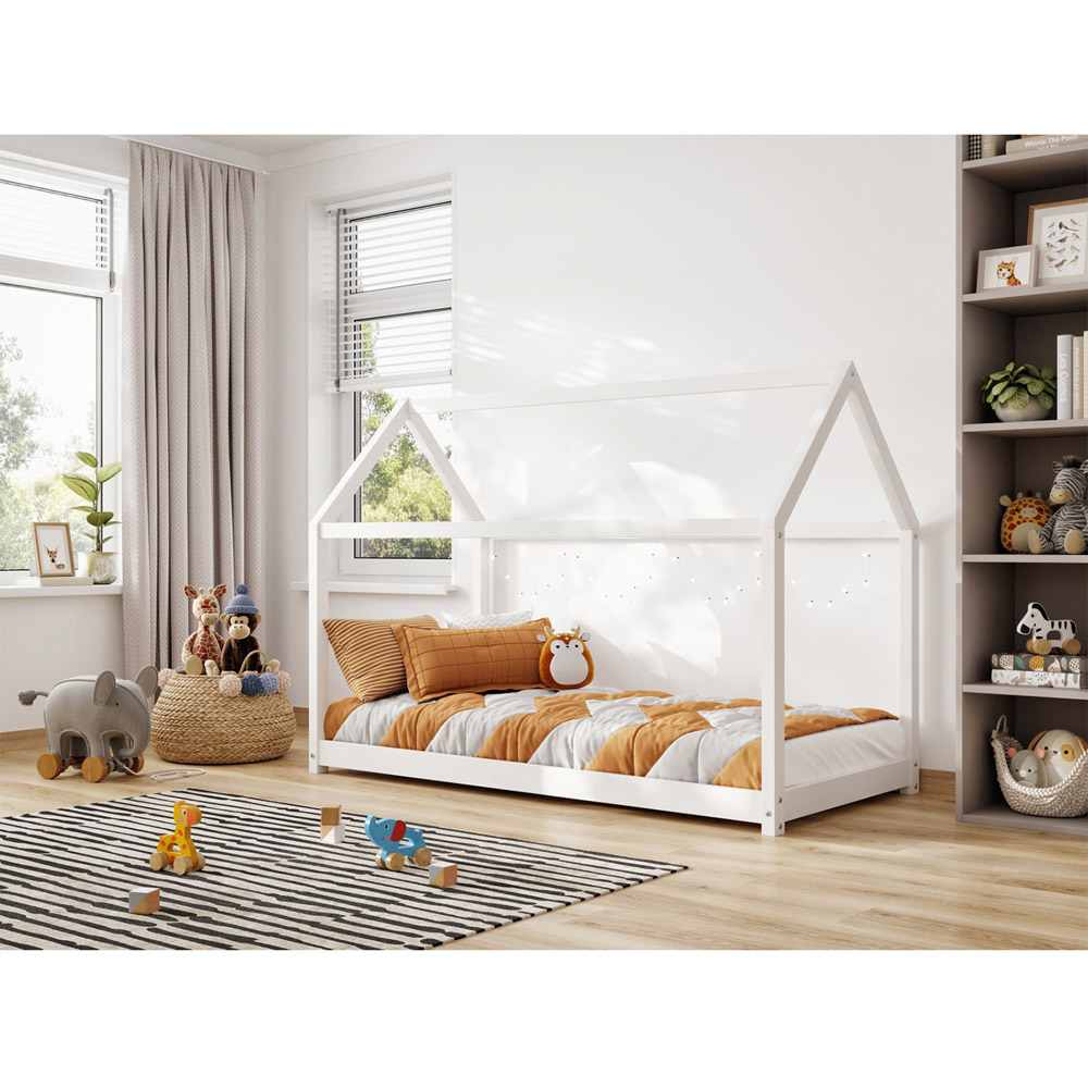 Flair Single White Wooden Play House Bed Frame Image 2
