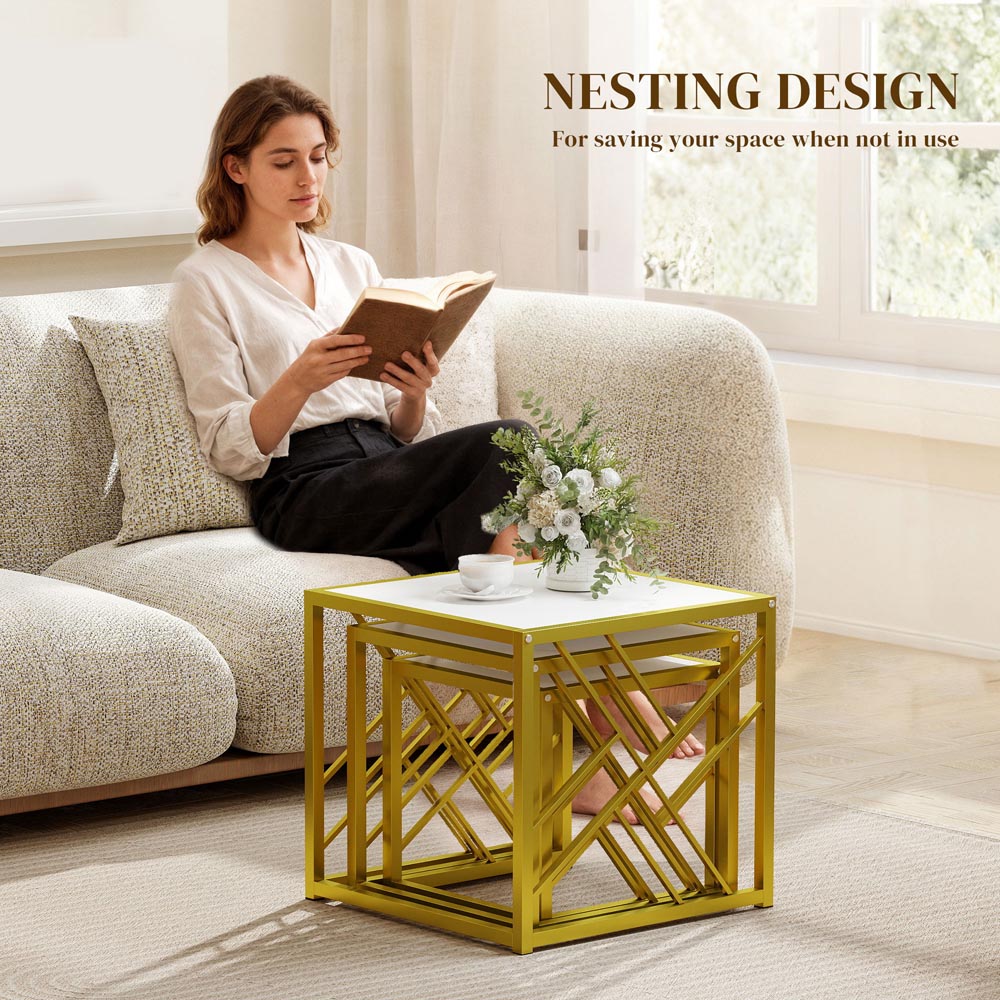 Portland White Nest of Tables Set of 3 Image 8