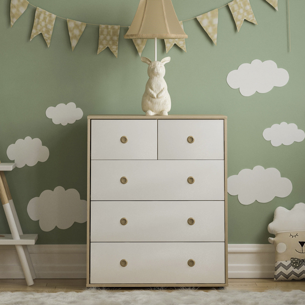 Junior Vida Neptune 5 Drawer White and Oak Storage Chest Image 7