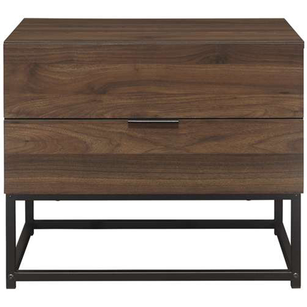 Houston 2 Drawer Walnut Wood Bedside Table Image 3