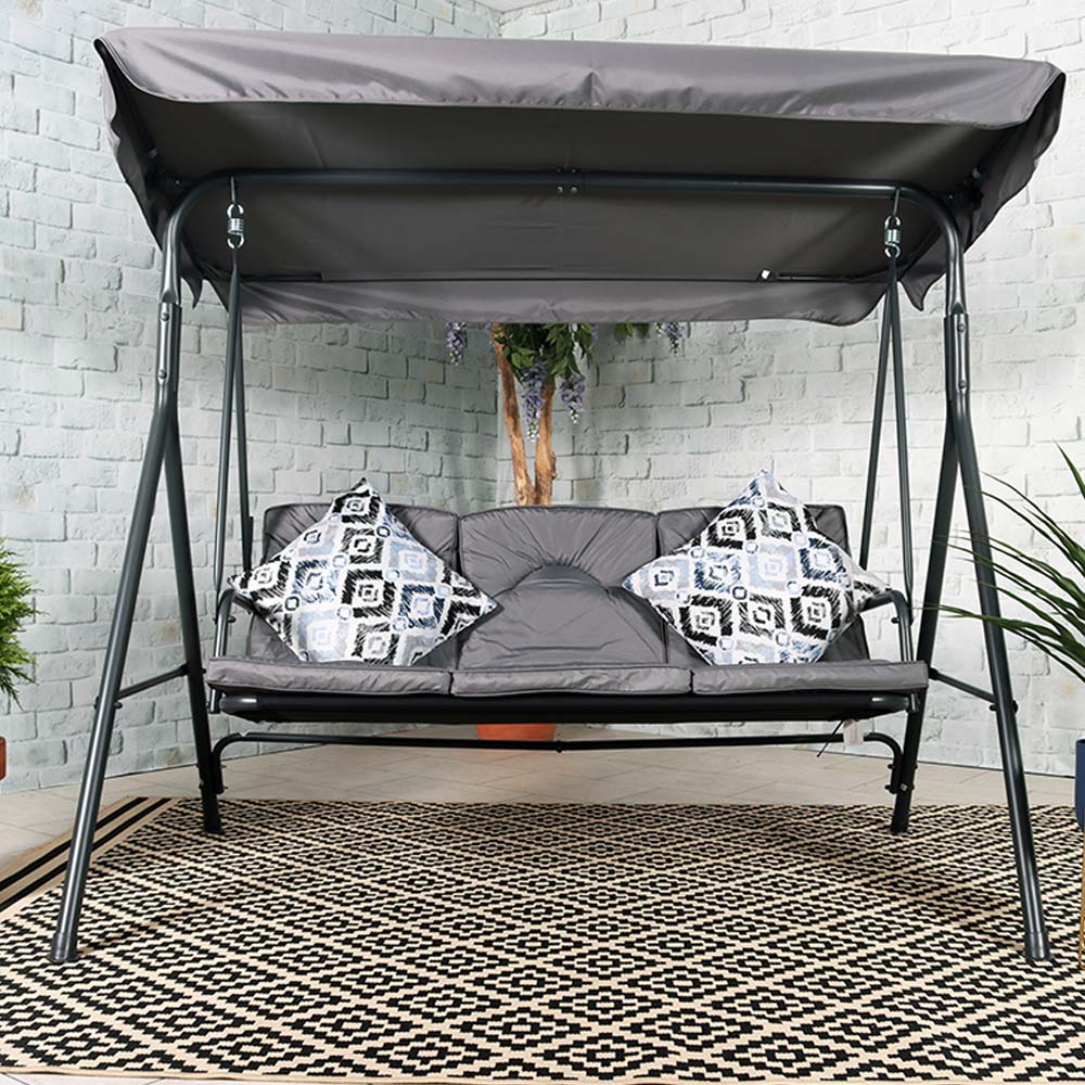 Royalcraft Cairo 3 Seater Grey Swing Chair Image 6