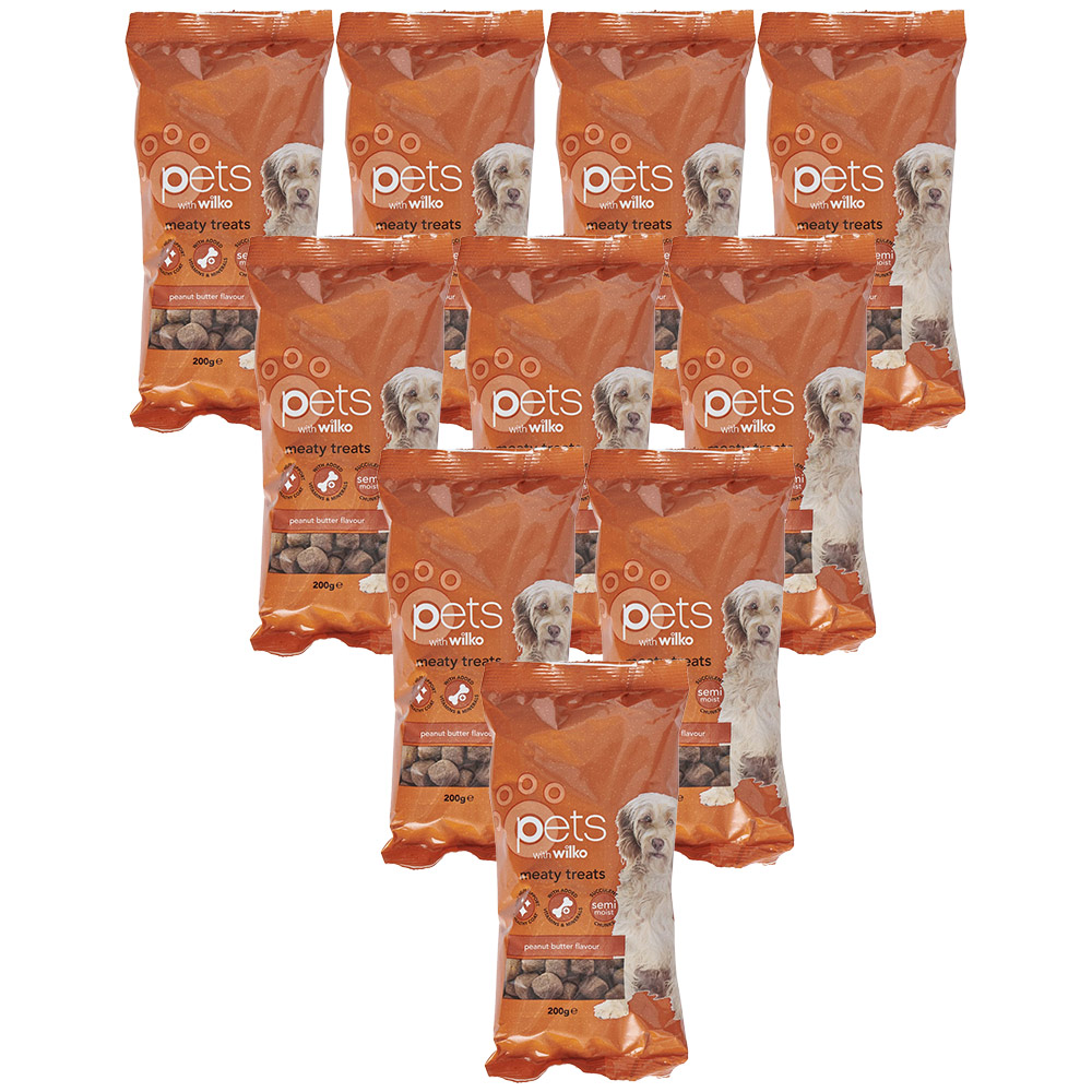 Wilko Peanut Butter Flavour Meat Chunks Case of 10 x 200g Image 1