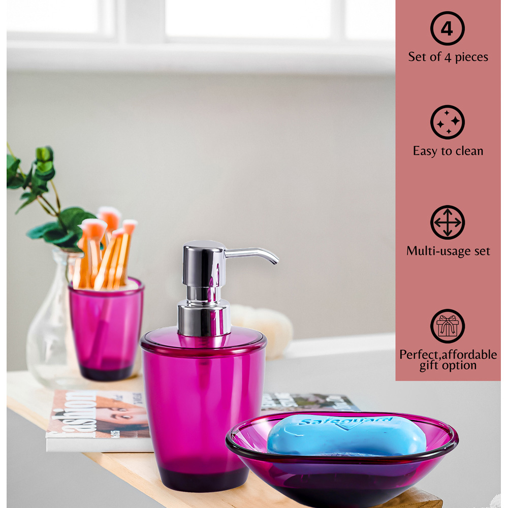 Innoteck Essentials 4 Piece Wine Red Bathroom Accessory Set Image 4