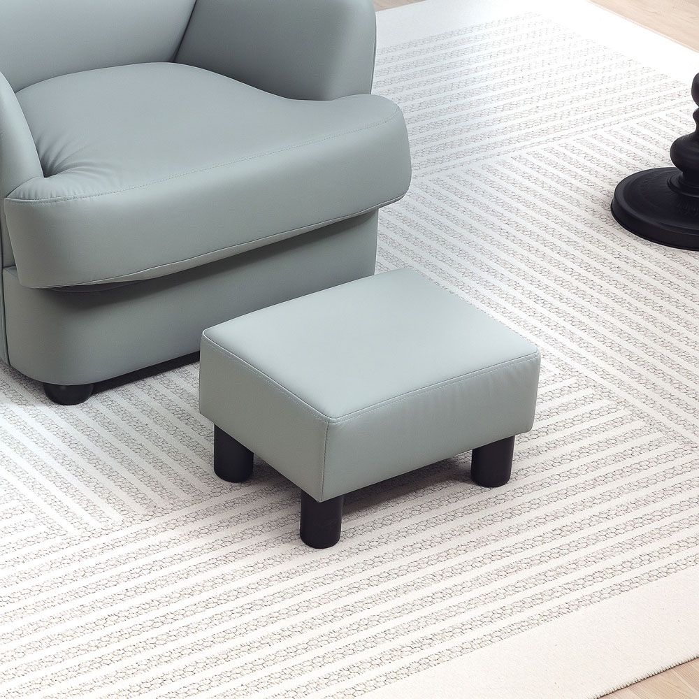 HOMCOM Grey Faux Leather Footstool Image 3