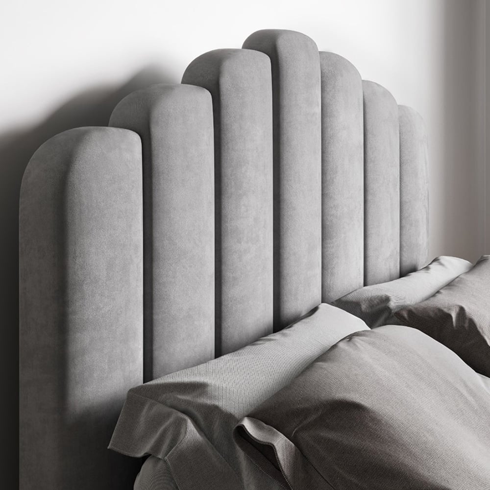 Flair Poseidon Double Silver Velvet Ottoman Bed Image 2