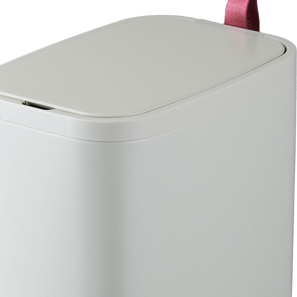 Living and Home Creamy White Slim Rubbish Bin with Soft Close Lid 5L Image 4