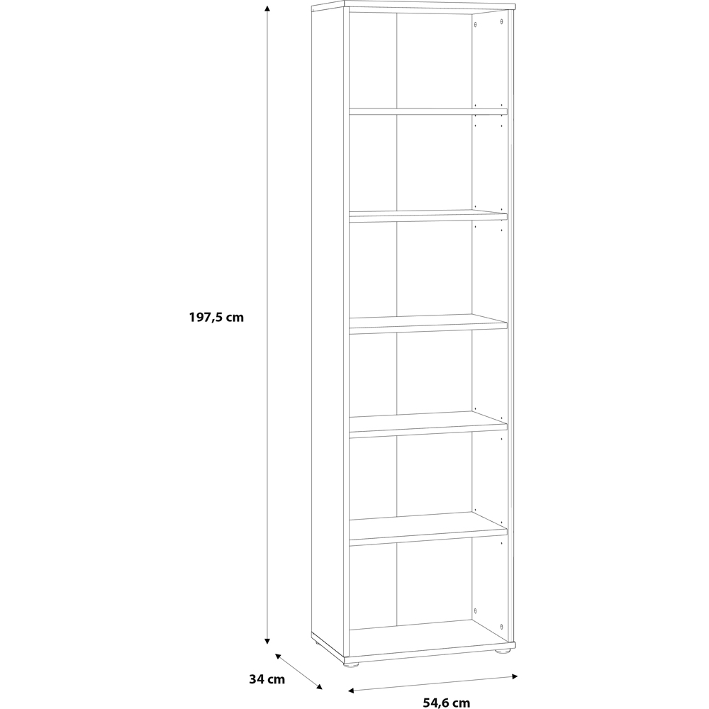 Florence Essential 5 Shelf Vintage Oak Narrow Bookcase Image 7