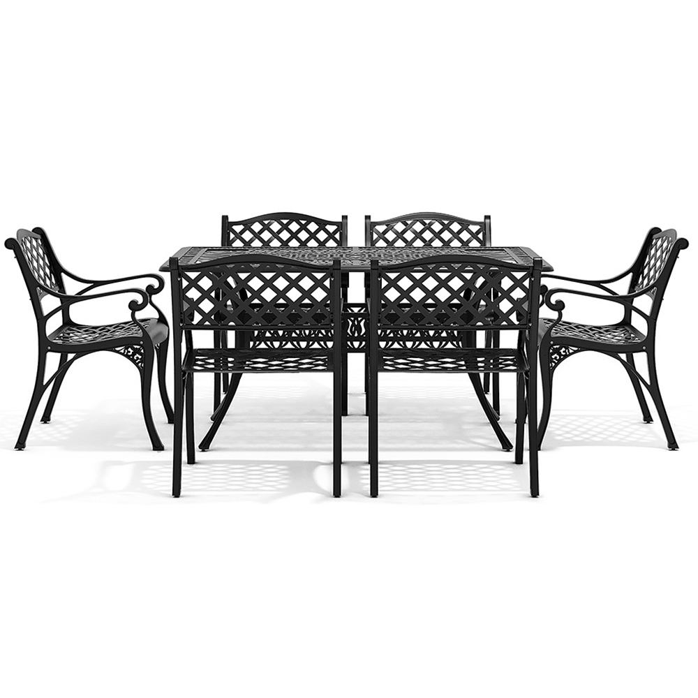 Living and Home 6 Seater Black Garden Bistro Set Image 4