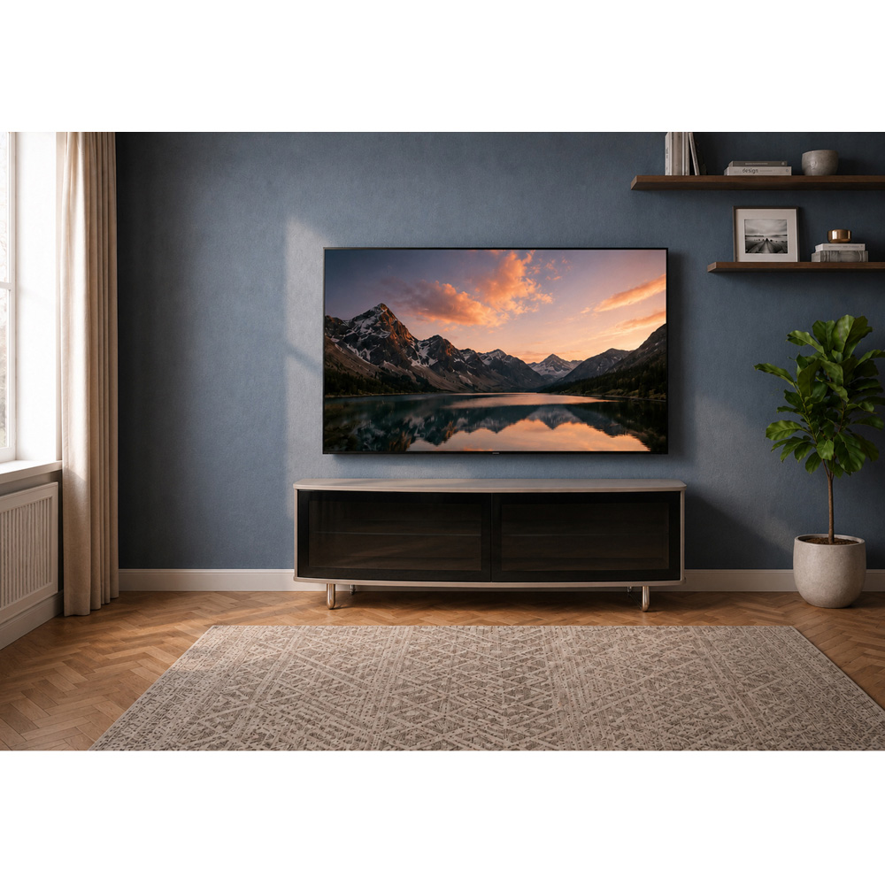 Centurion Caru 2 Door Black Greige D-Shape TV Cabinet for 32-65 inch TV Image 3
