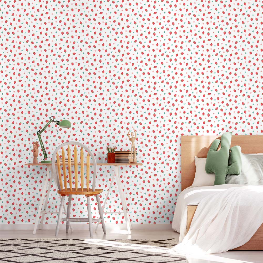 Hoopla Walls Peekaboo Strawberry Sprinkles Scarlet Wallpaper Image 2