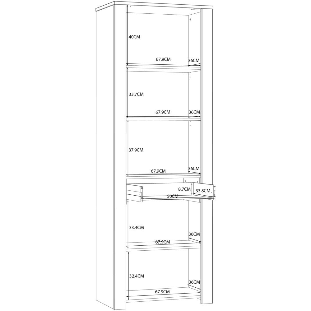 Florence Bohol 2 Door Single Drawer White Riviera Oak Narrow Cabinet Image 9