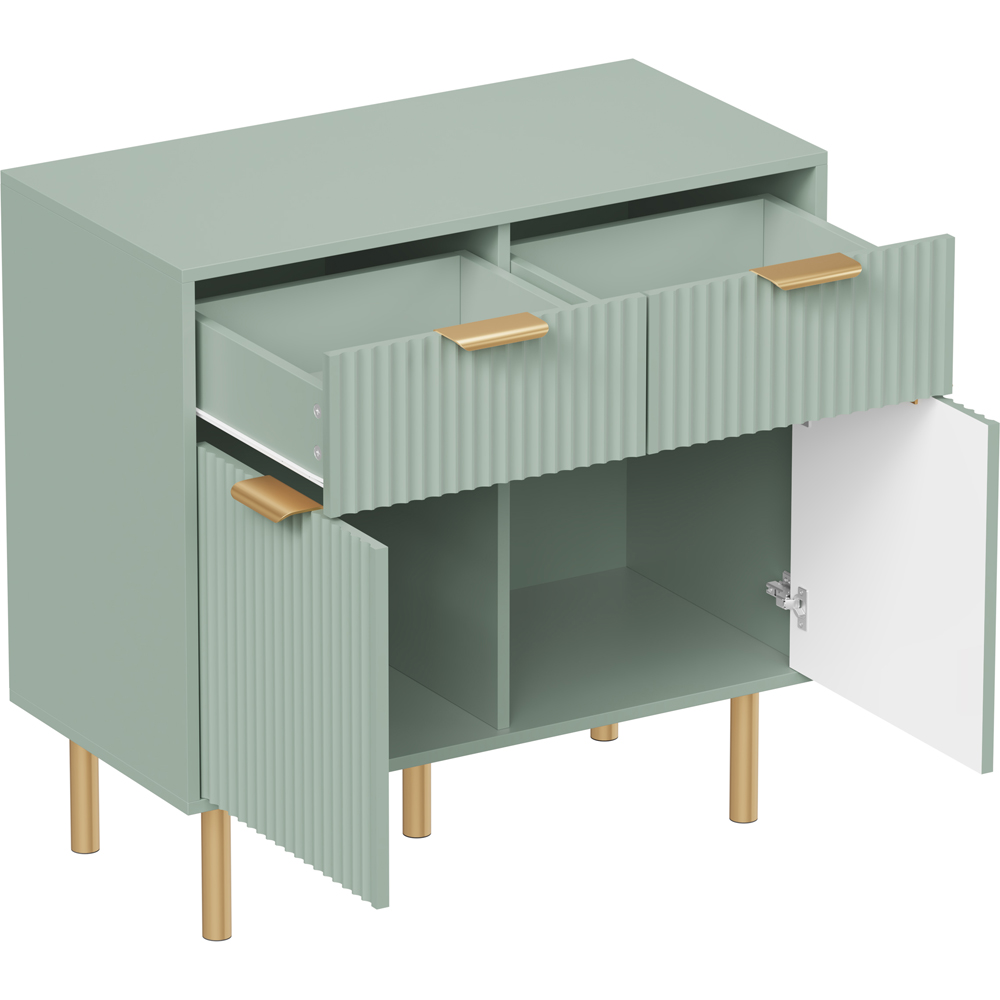 FurnitureHMD 2 Door 2 Drawer Green Wave Pattern Sideboard Image 5