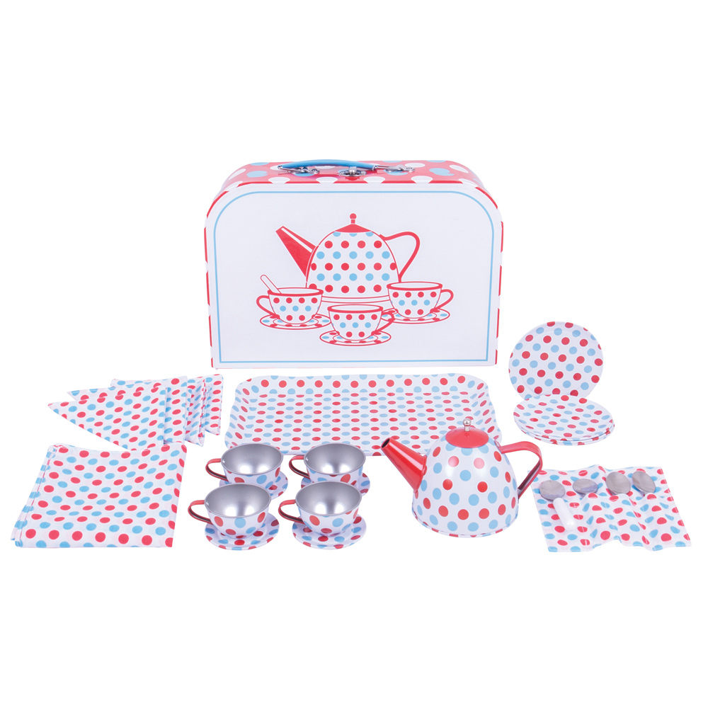 Bigjigs Toys Spotted Tea Set in a Case White Image 1